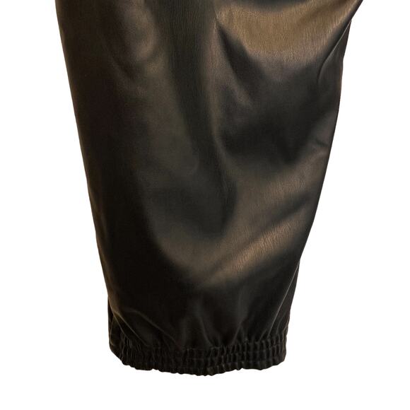 DKNY Faux Leather Black Elastic Jogger Pants Women's XL - Picture 7 of 8